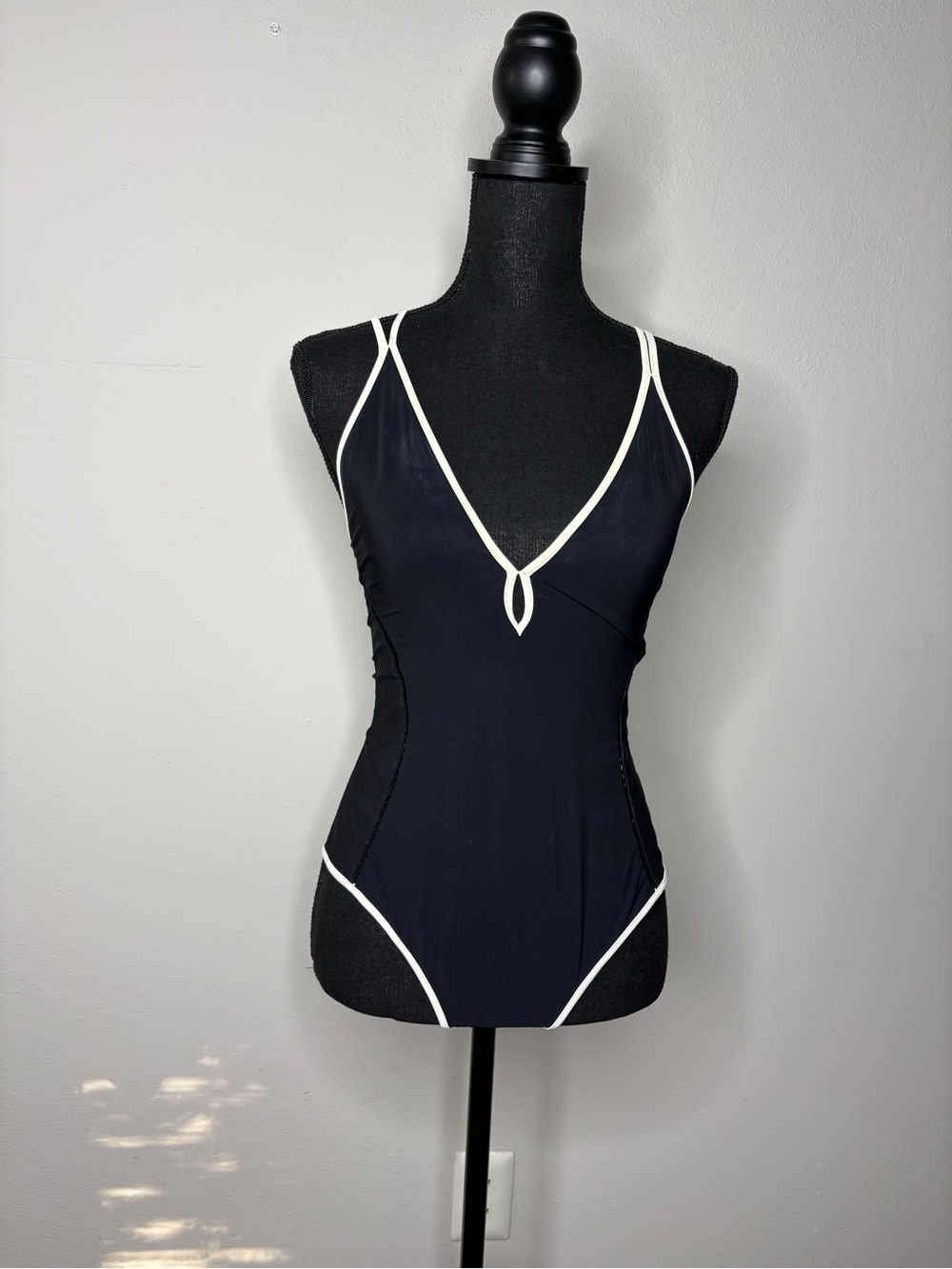Jonathan Simkhai Black One-Piece Swimsuit with White Trim